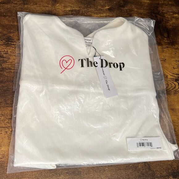 The Drop Women's Ivory Slit Front Ribbed Bodysuit by @Coveteur. Size Large. NWT! - Picture 6 of 9